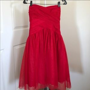 Monique Lhuillier red tulle cocktail dress